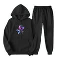 thumbnail image 1 of ibuvkizy Two Piece Sets for Women Fall!Outfits Men's and Women's Sports Tracksuits Long Sleeve Pullover Hoodies Sweatshirt Loose Coat and Sweatpants Fall Winter Suit Black,S, 1 of 6
