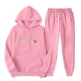 thumbnail image 1 of ibuvkizy Two Piece Sets for Women!Outfits Women's Sports Tracksuits Long Sleeve Pullover Hoodies Sweatshirt Loose Coat and Sweatpants Fall Winter Suit Pink,M, 1 of 6