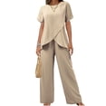 thumbnail image 1 of ibuvkizy Two Piece Sets for Women Outfits Summer Ruffle Layered Short Sleeve Tops and Palazzo Pants Lounge Sets, 1 of 5