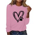 thumbnail image 1 of ibuvkizy Valentine's Day!Sweatshirt for Women Printed Round Neck Pullover Long Sleeved Casual Womens Sweatshirts Pink,S, 1 of 4