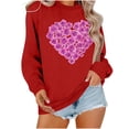 thumbnail image 1 of ibuvkizy Valentine's Day!Womens Sweatshirt Round Neck Lover's Love Print Sweatshirt Long Sleeved Pullover Top/shirt Red,S, 1 of 6