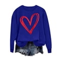 thumbnail image 1 of ibuvkizy Valentine's Day Sweatshirt for Women Round Neck Printed Sweatshirts Long Sleeved Pullover Top Sweatshirt Blue,M, 1 of 4