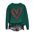 thumbnail image 1 of ibuvkizy Valentine's Day Sweatshirt for Women Round Neck Printed Sweatshirts Long Sleeved Pullover Top Sweatshirt Green,S, 1 of 4