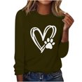 thumbnail image 1 of ibuvkizy Valentine's Day!Sweatshirt for Women Printed Round Neck Pullover Long Sleeved Casual Womens Sweatshirts Army Green,XXL, 1 of 4