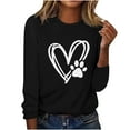 thumbnail image 1 of ibuvkizy Valentine's Day!Sweatshirt for Women Printed Round Neck Pullover Long Sleeved Casual Womens Sweatshirts Black,L, 1 of 4