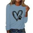 thumbnail image 1 of ibuvkizy Valentine's Day!Sweatshirt for Women Printed Round Neck Pullover Long Sleeved Casual Womens Sweatshirts Light Blue,S, 1 of 4