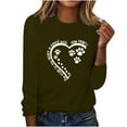 thumbnail image 1 of ibuvkizy Valentine's Day!Womens Sweatshirt Printed Round Neck Pullover Long Sleeved Casual Womens Sweatshirts Army Green,M, 1 of 4