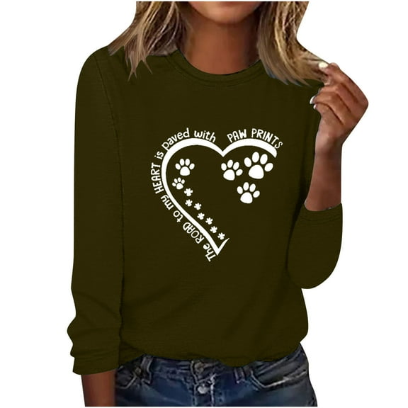 ibuvkizy Valentine's Day!Womens Sweatshirt Printed Round Neck Pullover Long Sleeved Casual Womens Sweatshirts Army Green,XL
