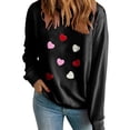 thumbnail image 1 of ibuvkizy Valentine's Day Womens Sweatshirt Round Neck Lover's Love Print Sweatshirt Long Sleeved Pullover Top/shirt Black,S, 1 of 7
