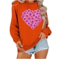 thumbnail image 1 of ibuvkizy Valentine's Day!Womens Sweatshirt Round Neck Lover's Love Print Sweatshirt Long Sleeved Pullover Top/shirt Orange,L, 1 of 6