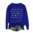 thumbnail image 1 of ibuvkizy Valentines Day Sweatshirts for Women Round Neck Printed Sweatshirts Long Sleeved Pullover Top Sweatshirt Blue,XS, 1 of 4