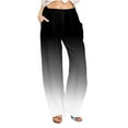 thumbnail image 1 of ibuvkizy Wide Leg Pants for Women Lightweight Cotton Linen Drawstring Waist Loose Solid Color Lounge Trousers with Pockets Black,M, 1 of 5
