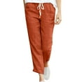 thumbnail image 1 of ibuvkizy Wide Leg Pants for Women Lightweight Cotton Linen Drawstring Waist Loose Solid Color Lounge Trousers with Pockets Orange,XXL, 1 of 7