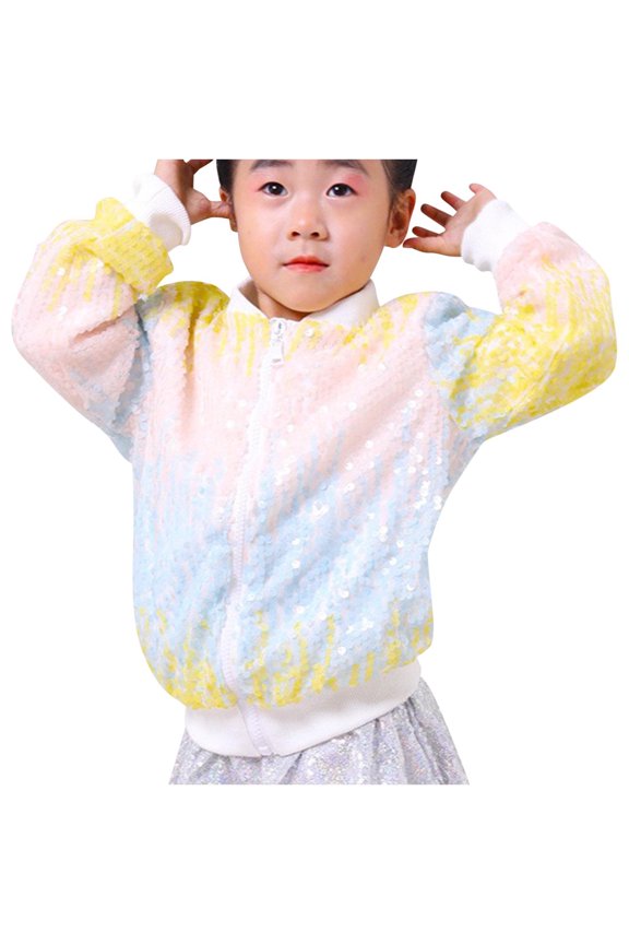 Winter Coats for Boys Girls,3-10 Years Children's Fashion Colorful Sequin Zipper Long Sleeved Hooded Casual Jacket Multicolor,3 Years