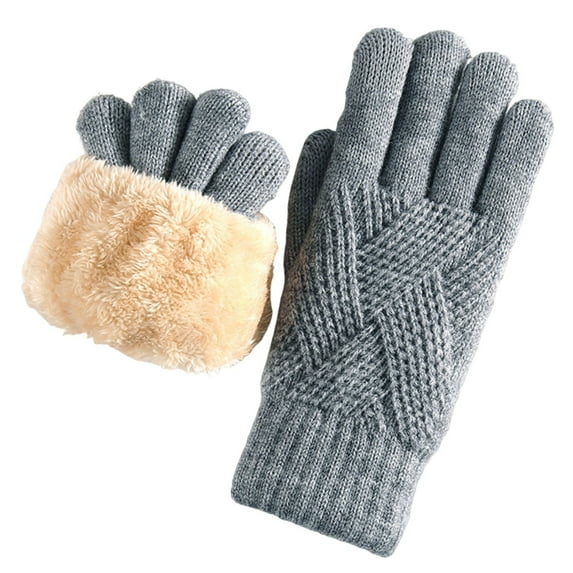 ibuvkizy Winter Gloves,Gifts for Women,Woman Winter Double-layer Velvet Padded Warm Wrap Knitted Gloves,Womens Gloves