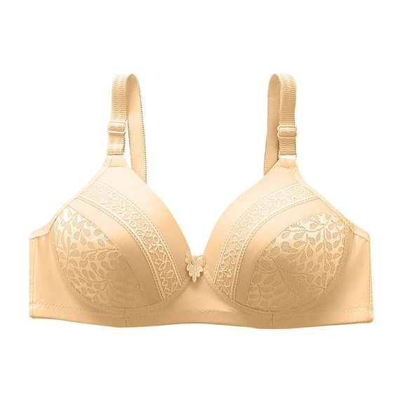 ibuvkizy Woman's Embroidered Glossy Comfortable Breathable Bra Underwear No Rims