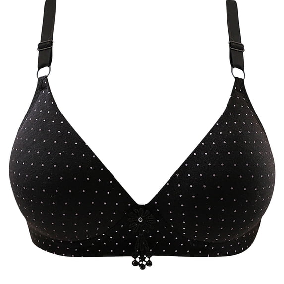 ibuvkizy Woman's Embroidered Glossy Comfortable Breathable Bra Underwear No Rims