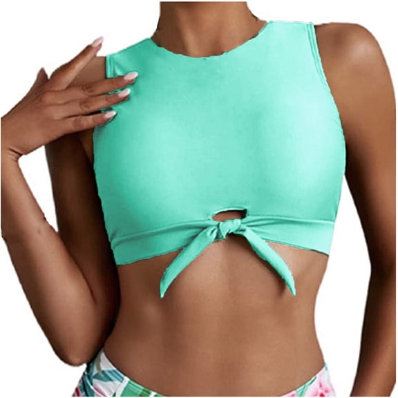 ibuvkizy Women Bikini Swim Top Tankinis Swimsuits for Women Female Sexy Solid Color Swimsuit Slim Swimsuit Bikini Swimsuit Top Padded Swimsuit Tops Ladies Girls Summer