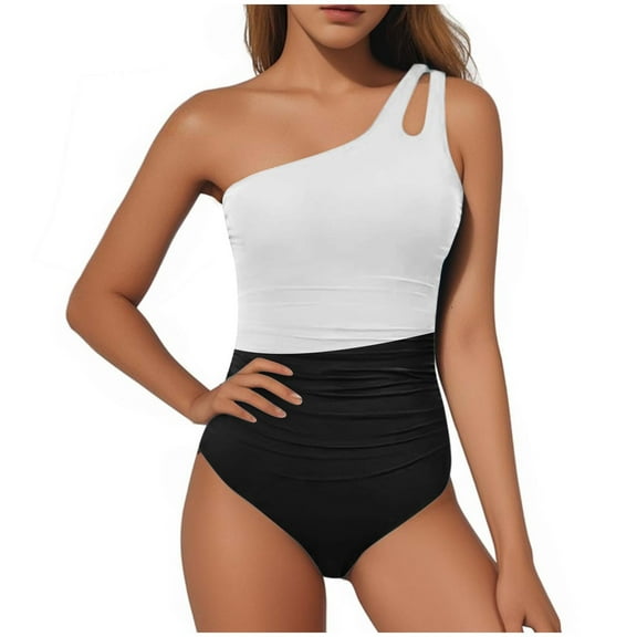 ibuvkizy Women Bikini Swim Top Tankinis Swimsuits for Women Ladies Shoulder Swimsuit Women's High Waist Bikini Swimsuit Padded Swimsuit Tops Ladies Girls Summer