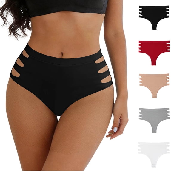 ibuvkizy Women Brief Panties Mid Waist Solid Color Fashion Stretch Daily Underwear,L