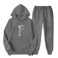 thumbnail image 1 of ibuvkizy Women Two Piece Outfits Sets Fall!Men's and Women's Sports Tracksuits Long Sleeve Pullover Hoodies Sweatshirt Loose Coat and Sweatpants Fall Winter Suit Dark Gray,S, 1 of 6