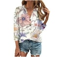 thumbnail image 1 of ibuvkizy Women's 2025 Fashion Button Shirts Summer Loose 3/4 Sleeve Tops Cute Print V-Neck Casual Blouses Button Up Shirts for Women,Sizes S-4XL, 1 of 5