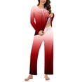 thumbnail image 1 of ibuvkizy Women's Pajama Sets,Women Fashionable and Casual Loose Printed Round Neck Button Up Long Sleeved Pants Pajama Set Red,M, 1 of 7