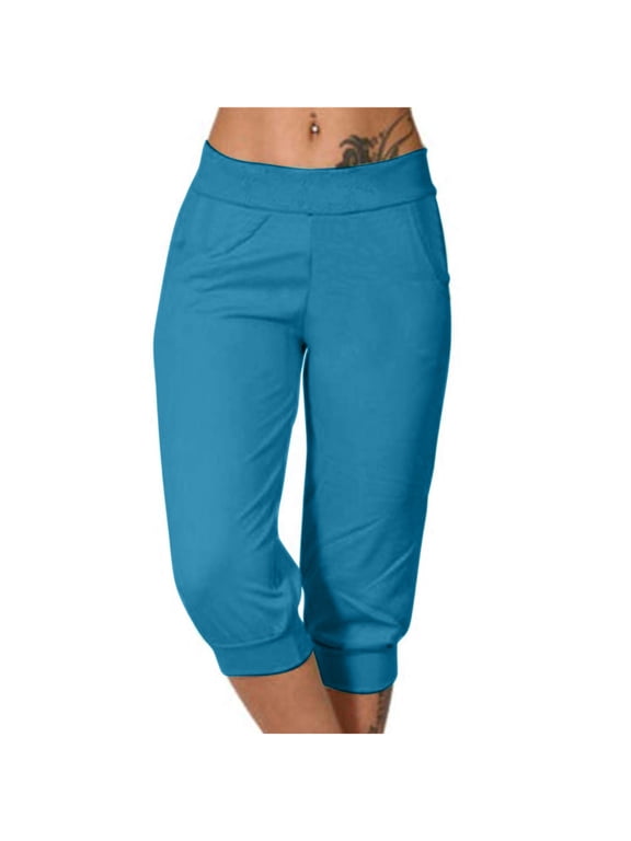 Womens Capris for Summer joggers for Women Yoga Pants Gradient Loose Soft Drawstring Workout Pants Outdoor Sports Casual Pants with Pockets