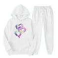 thumbnail image 1 of ibuvkizy Womens Hoodie Sweatsuits 2 Piece Set Clearance!Men's and Women's Sports Tracksuits Long Sleeve Pullover Hoodies Sweatshirt Loose Coat and Sweatpants Fall Winter Suit White,S, 1 of 7