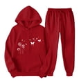 thumbnail image 1 of ibuvkizy Womens Hoodie Sweatsuits 2 Piece Set,Outfits Men's and Women's Sports Tracksuits Long Sleeve Pullover Hoodies Sweatshirt Loose Coat and Sweatpants Fall Winter Suit Red,S, 1 of 7