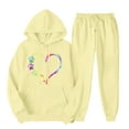 thumbnail image 1 of ibuvkizy Womens Hoodie Sweatsuits 2 Piece Set,Men's and Women's Sports Tracksuits Long Sleeve Pullover Hoodies Sweatshirt Loose Coat and Sweatpants Fall Winter Suit Yellow,S, 1 of 7