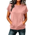 thumbnail image 1 of ibuvkizy Womens Hoodless Sweatshirts Cuffed Cap Sleeve Crew Neck Front Kangaroo Pocket Loose Fit Pullover Casual Athletic Workout Layering Tops Solid Colors for Yoga Running,L, 1 of 7