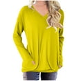thumbnail image 1 of ibuvkizy Womens Long Sleeve Tops,Shirts for Women,Oversized Tshirts Shirts for Women Solid Workout Sweatshirts Casual Basic Long Sleeve Shirt Classic V-Neck Tops Yellow,M, 1 of 4