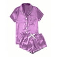 thumbnail image 1 of ibuvkizy Womens Pajama Sets,Silk Pajamas for Women Summer Womens Loungewear,Women's Satin Casual Home Button Pajama Set,Women's Fashion Gifts, 1 of 4