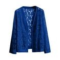thumbnail image 1 of ibuvkizy Womens Summer Cardigan 3/4 Sleeve Cardigan for Women Casual Fashion Lace Hollowed-out Long Sleeve Jacket Cardigan Blue XXL, 1 of 2