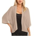 thumbnail image 1 of ibuvkizy Womens Summer Cardigan,3/4 Sleeves Open Front Lightweight Cardigan 2025 Women's Spring and Summer New Casual Fashion Solid Color Explosion Chiffon Cardigan, 1 of 2