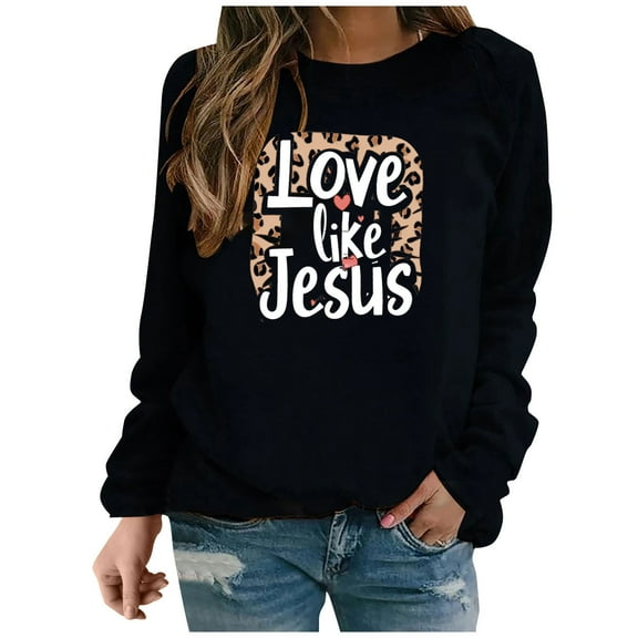 ibuvkizy Womens Sweatshirt Casual Valentine's Day Printed Long Sleeved Round Neck Top/shirt Black,S