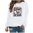 thumbnail image 1 of ibuvkizy Womens Sweatshirt Casual Valentine's Day Printed Long Sleeved Round Neck Top/shirt White,S, 1 of 8