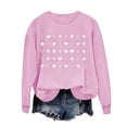 thumbnail image 1 of ibuvkizy Womens Sweatshirt Round Neck Printed Sweatshirts Long Sleeved Pullover Top Sweatshirt Pink,XS, 1 of 4