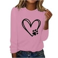 thumbnail image 1 of ibuvkizy Womens Sweatshirts Valentines Day Love Heart Printed Round Neck Pullover Long Sleeved Casual Womens Sweatshirts Pink,S, 1 of 4