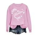 thumbnail image 1 of ibuvkizy Womens Sweatshirts Valentines Day Love Heart Round Neck Printed Sweatshirts Long Sleeved Pullover Top Sweatshirt Pink,S, 1 of 4