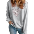 thumbnail image 1 of ibuvkizy Womens Sweatshirts Valentines Day Love Heart Round Neck Lover's Love Print Sweatshirt Long Sleeved Pullover Top/shirt Gray,M, 1 of 7