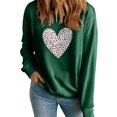 thumbnail image 1 of ibuvkizy Womens Sweatshirts Valentines Day Love Heart Round Neck Lover's Love Print Sweatshirt Long Sleeved Pullover Top/shirt Green,S, 1 of 7