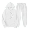 thumbnail image 1 of ibuvkizy Womens Sweatsuits 2 Piece Set,Outfits Men's and Women's Sports Tracksuits Long Sleeve Pullover Hoodies Sweatshirt Loose Coat and Sweatpants Fall Winter Suit White,M, 1 of 7