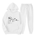 thumbnail image 1 of ibuvkizy Womens Sweatsuits 2 Piece Set,Outfits Men's and Women's Sports Tracksuits Long Sleeve Pullover Hoodies Sweatshirt Loose Coat and Sweatpants Fall Winter Suit White,XL, 1 of 7