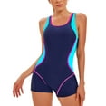 thumbnail image 1 of ibuvkizy Womens Swimsuits,Bathing Suit for Women,Women's Sports Swimwear Conservative Color-blocking Sexy Backless Swimwear,Tankinis Swimsuits for Women One Piece Bathing Suit Clearance, 1 of 5