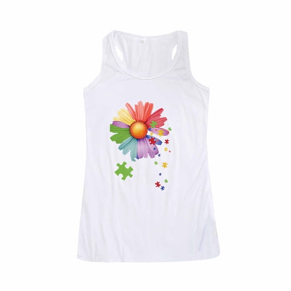 ibuvkizy Womens Tank Tops Loose Fit Cute Summer Tops for Women,Women's Vest Casual Fashion Sleeveless Color Printed Vest,Gifts for Women Summer