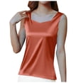 thumbnail image 1 of ibuvkizy Womens Tank Tops,Satin Camisole Tops for Women Summer Casual and Fashionable Solid V-neck Sleeveless Top Orange,XXXXL, 1 of 9