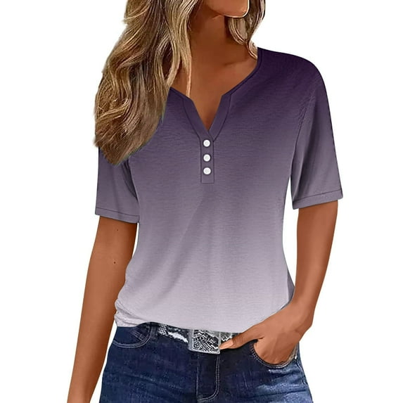 ibuvkizy Womens Tops Short Sleeve Shirts for Women,Women's Casual Solid Color Medium V-Neck Top,Plus Size Blouses Shirts,Summer Casual Graphic Tees