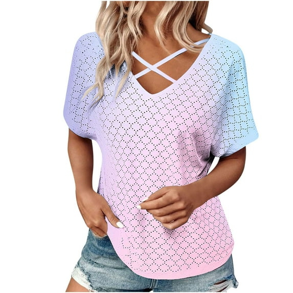ibuvkizy Womens Tops Clearance,Short Sleeve Shirts for Women,Women's Fashion Solid Color Short-sleeved V-neck Loose Casual Tops,Plus Size Blouses Shirts,Summer Casual Graphic Tees